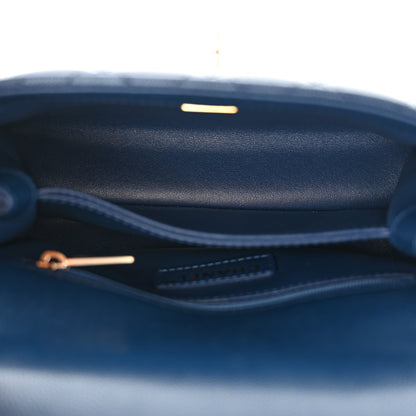 Chanel Caviar Quilted Lizard Embossed Mini Coco Handle Flap Navy Blue 5 of 13