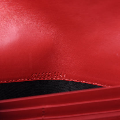 Gucci Calfskin Matelasse GG Marmont Chain Wallet Hibiscus Red 9 of 10