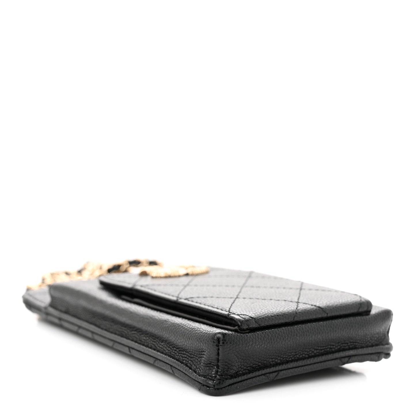 Caviar Quilted Zip Phone Case Black