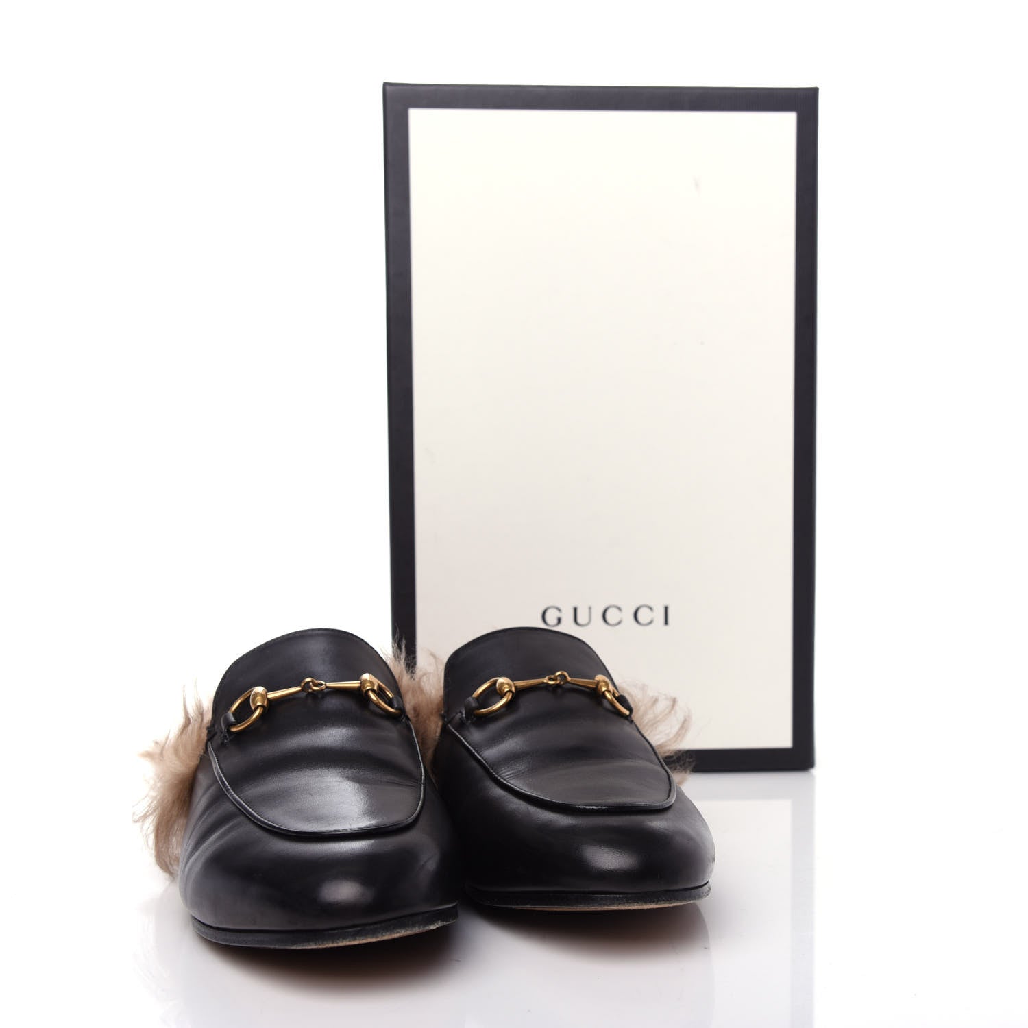 Gucci Calfskin Fur Womens Princetown Slippers 40 Black 10 of 10