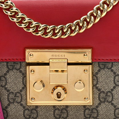Gucci GG Supreme Monogram Calfskin Small Padlock Shoulder Bag Beige Hibiscus Red New Rosette 8 of 10