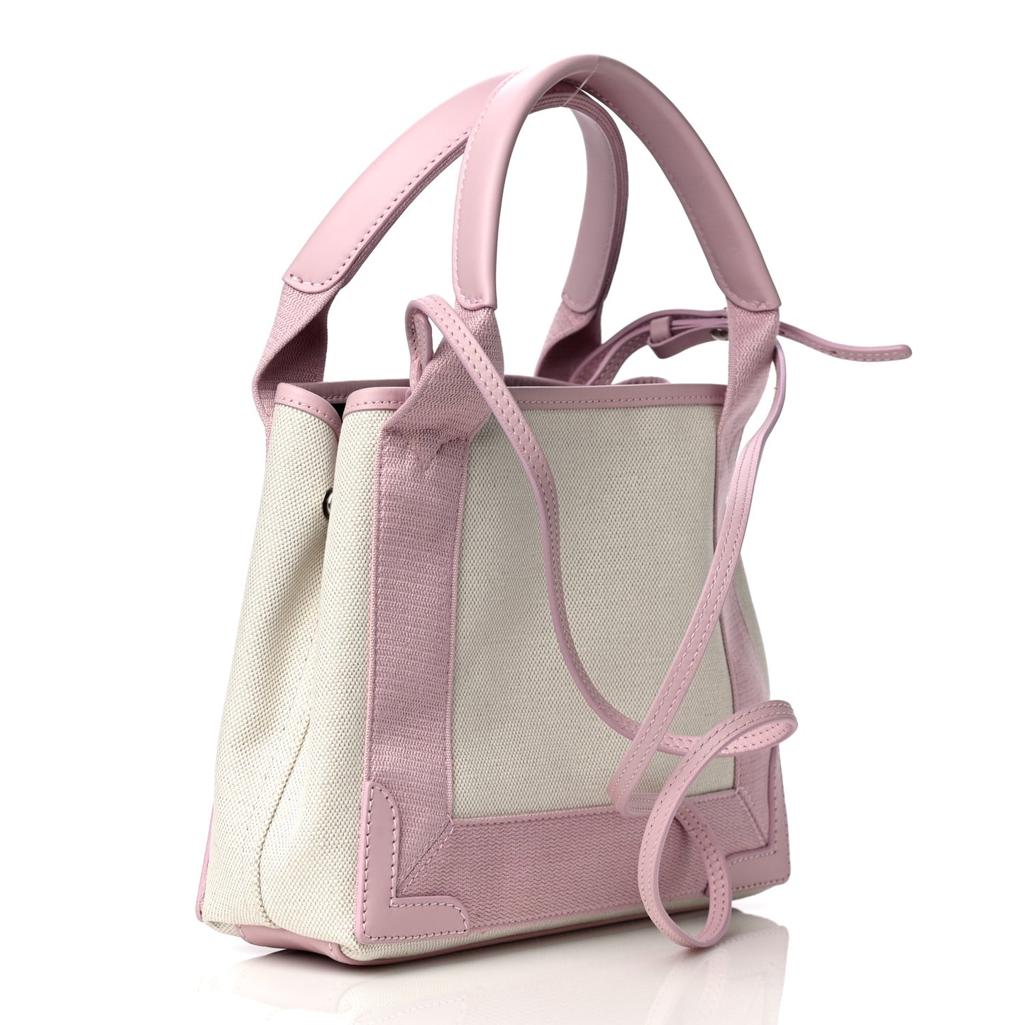 Cotton Canvas Satin Calfskin Navy Cabas XS Natural Pink