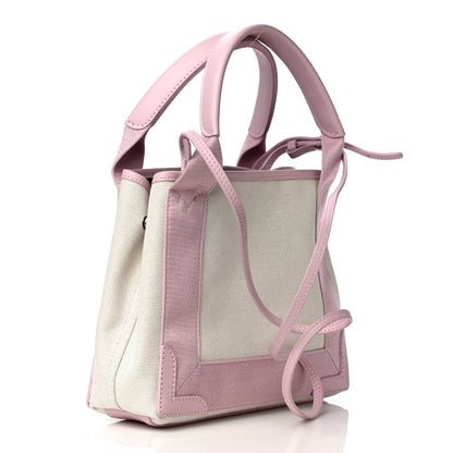 Balenciaga Cotton Canvas Satin Calfskin Navy Cabas XS Natural Pink 4 of 16