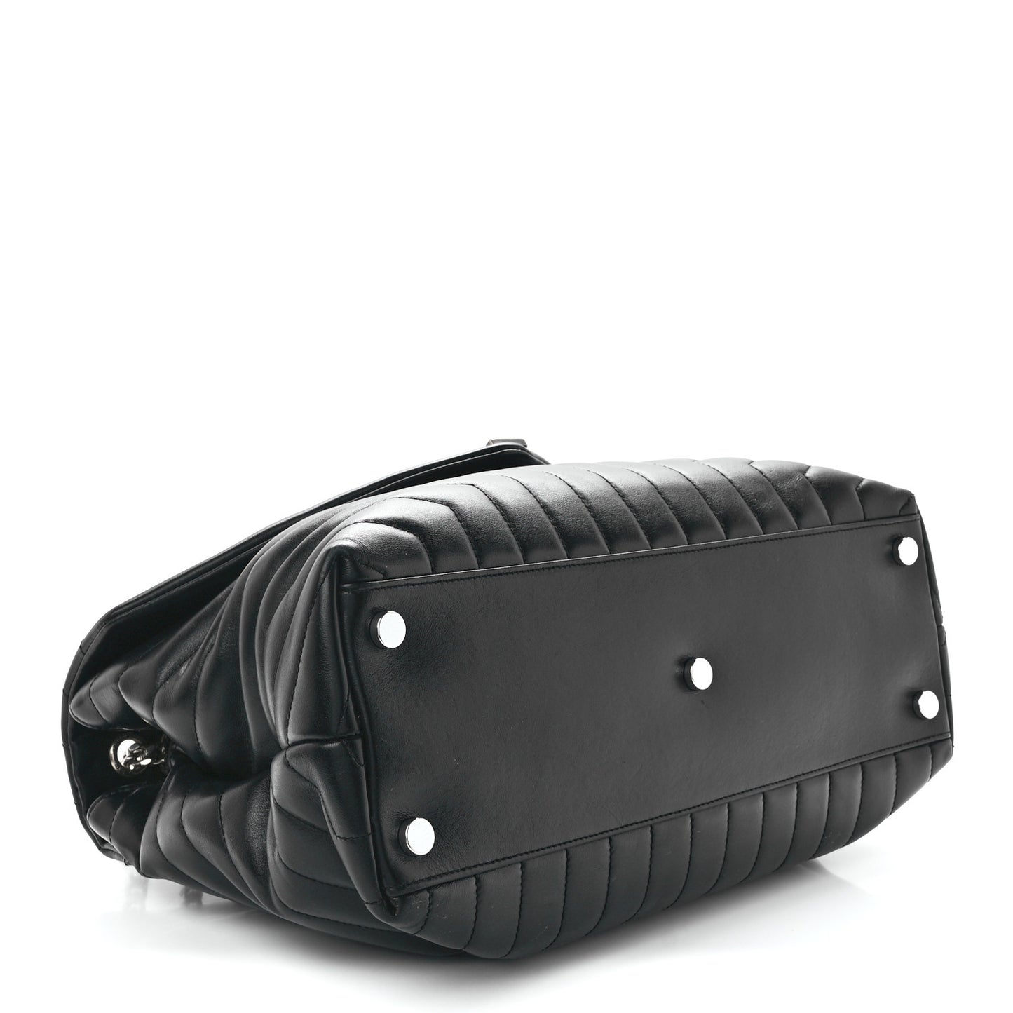 Calfskin Y Quilted Monogram Large Loulou Chain Satchel Black