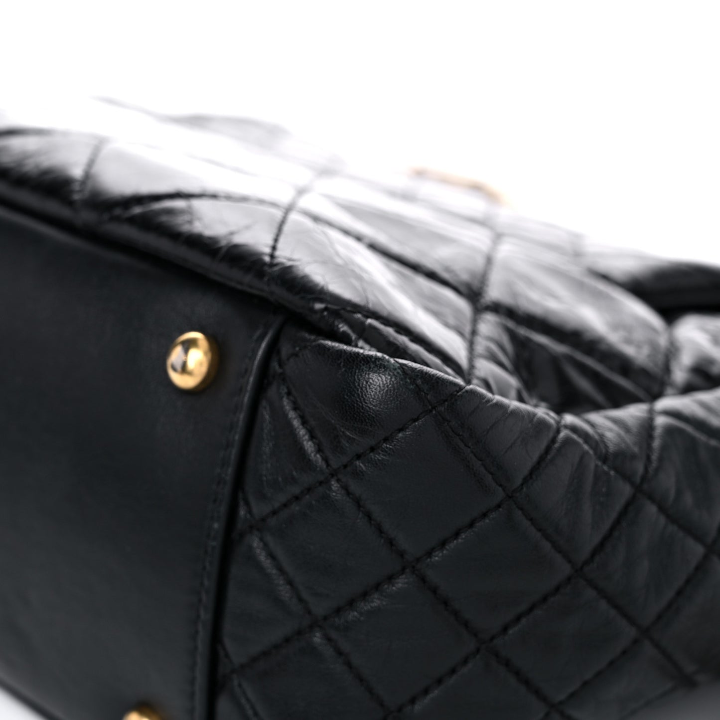 Glazed Crinkled Calfskin Medium East West Flap Black
