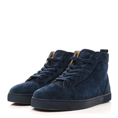 Christian Louboutin Veau Velours Louis Orlato High Top Sneakers 43.5 Blue 3 of 10