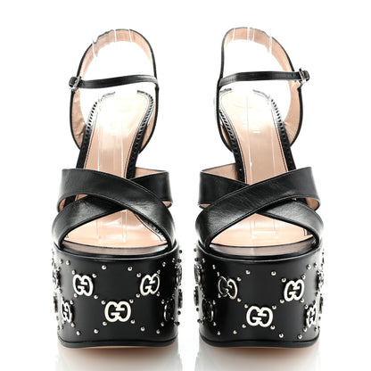 Gucci Malaga Kid Interlocking G Studs 155mm Platform Sandals 36 Perfect Black 3 of 8