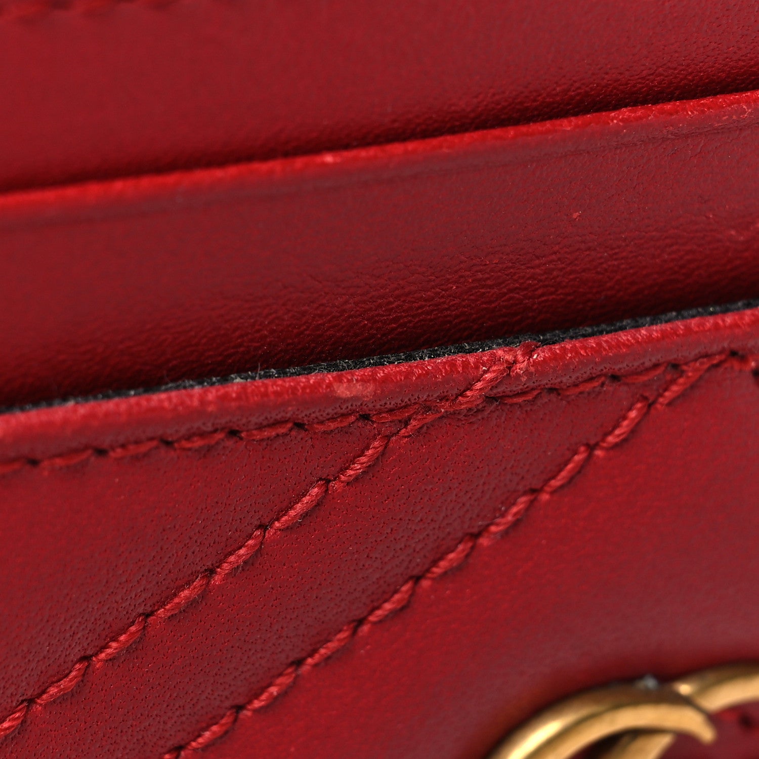 Gucci Calfskin Matelasse GG Marmont Card Holder Hibiscus Red 9 of 10