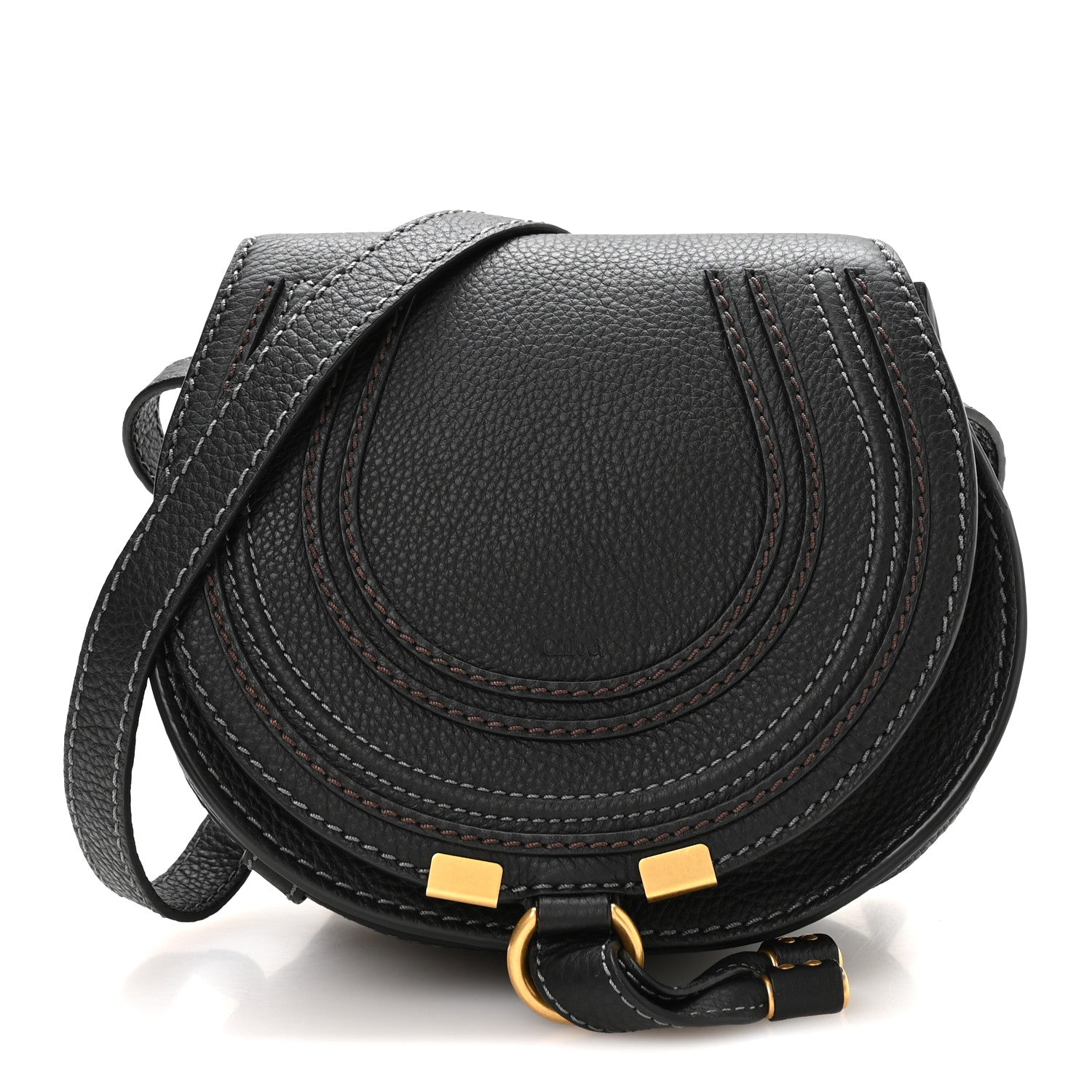 Chloe Calfskin Mini Marcie Round Crossbody Bag Black 1 of 10