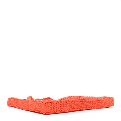 Prada Yarn Raffia Effect Crochet Logo Embroidered Tote Bag Arancio 4 of 9