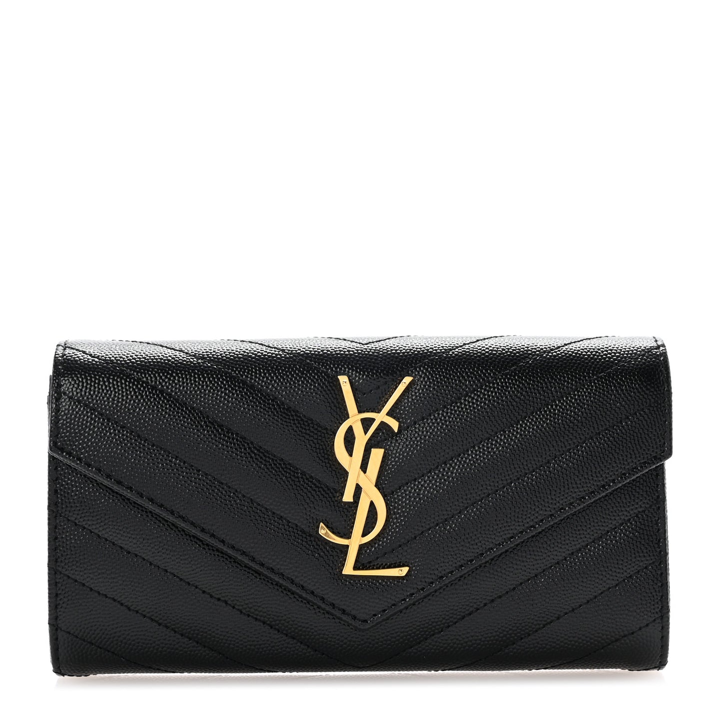 Grain De Poudre Matelasse Chevron Monogram Flap Wallet Black