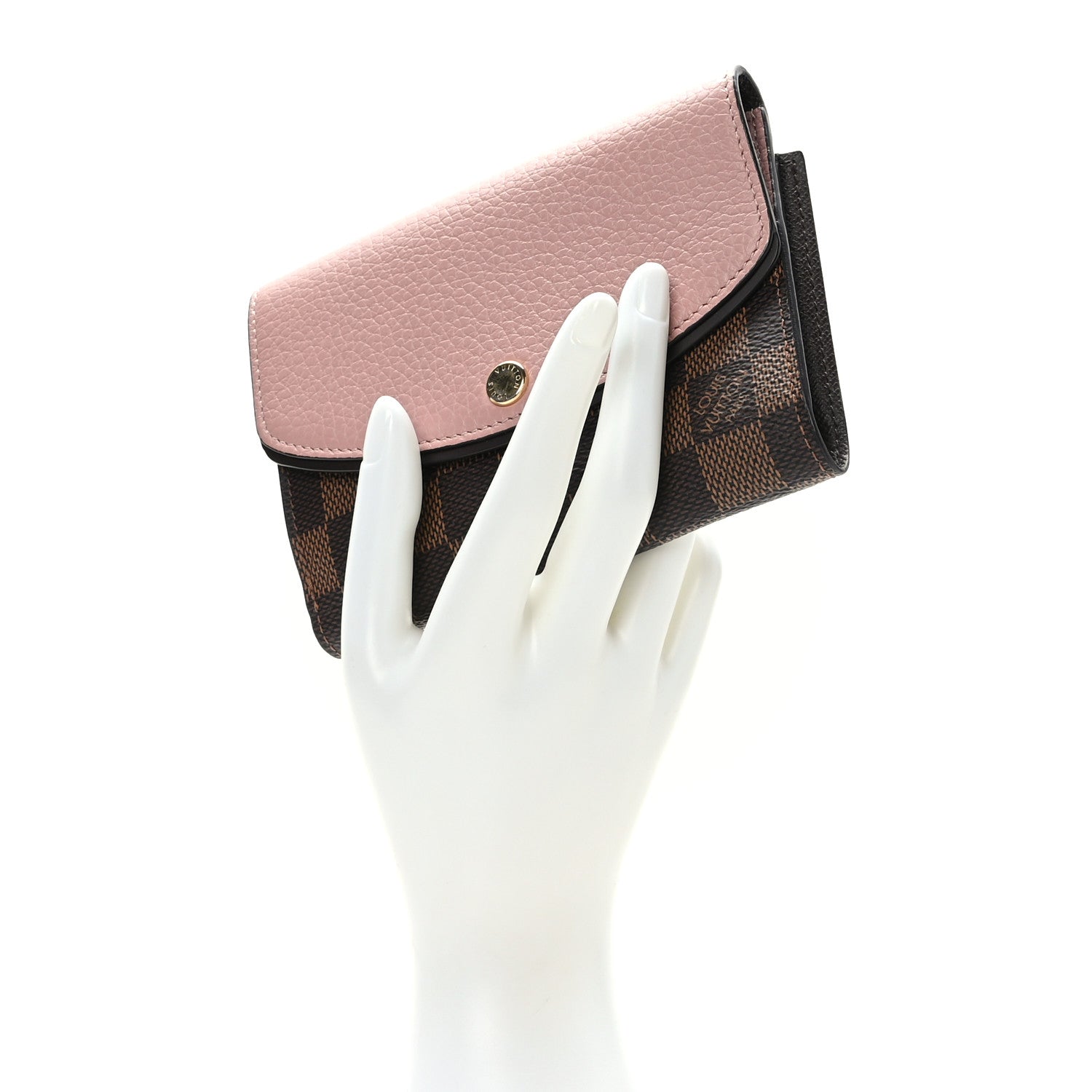 Louis Vuitton Damier Ebene Normandy Compact Wallet Rose Ballerine 2 of 7