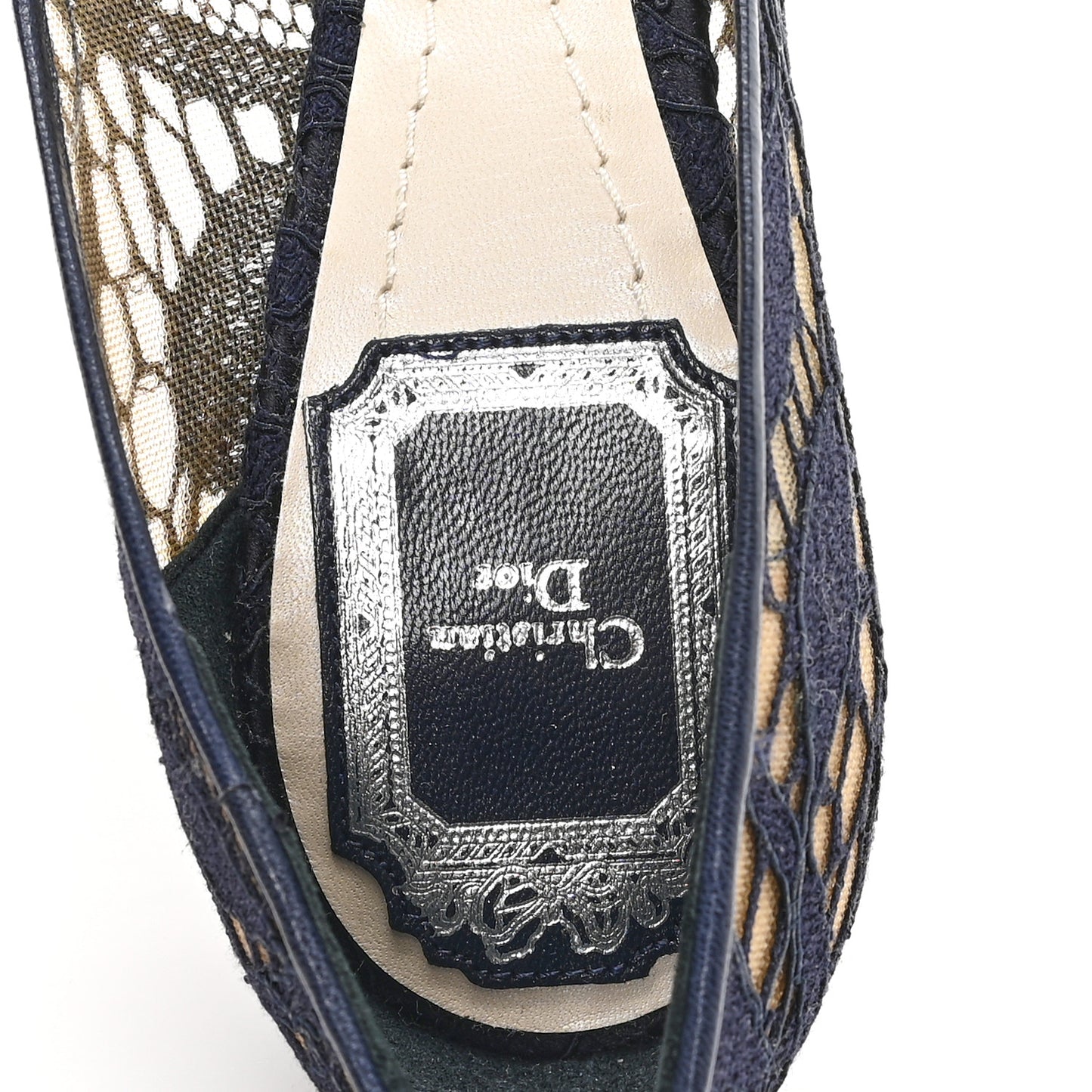 Calfskin Mesh Lace Pumps 36 Marine Blu