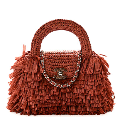 Chanel Raffia Fringe Nano Kelly Shopper Red 1 of 10