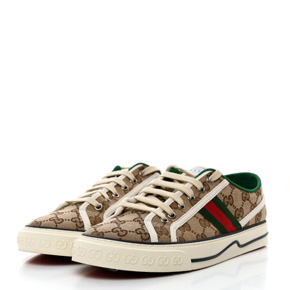 Gucci GG Monogram Web Womens 1977 Tennis Sneakers 40 Beige Ebony Mystic White 3 of 8