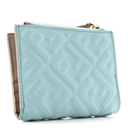 Fendi Nappa Matisse FF Diagonal Embossed Small Slim Wallet Aquifer Tortora 3 of 10