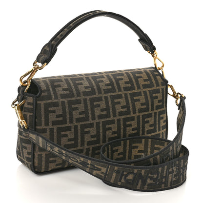Fendi Fabric Jacquard FF 1974 Medium Baguette Tobacco Moro Black 3 of 9