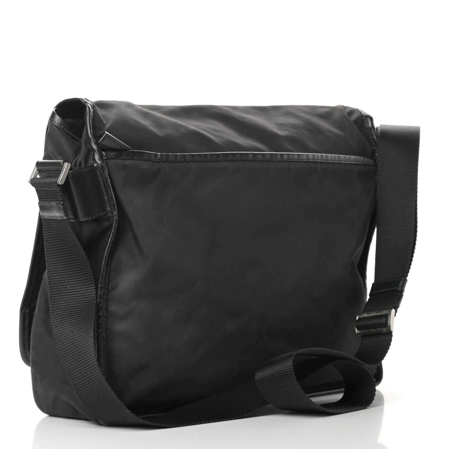 Tessuto Nylon Saffiano Messenger Satchel Black