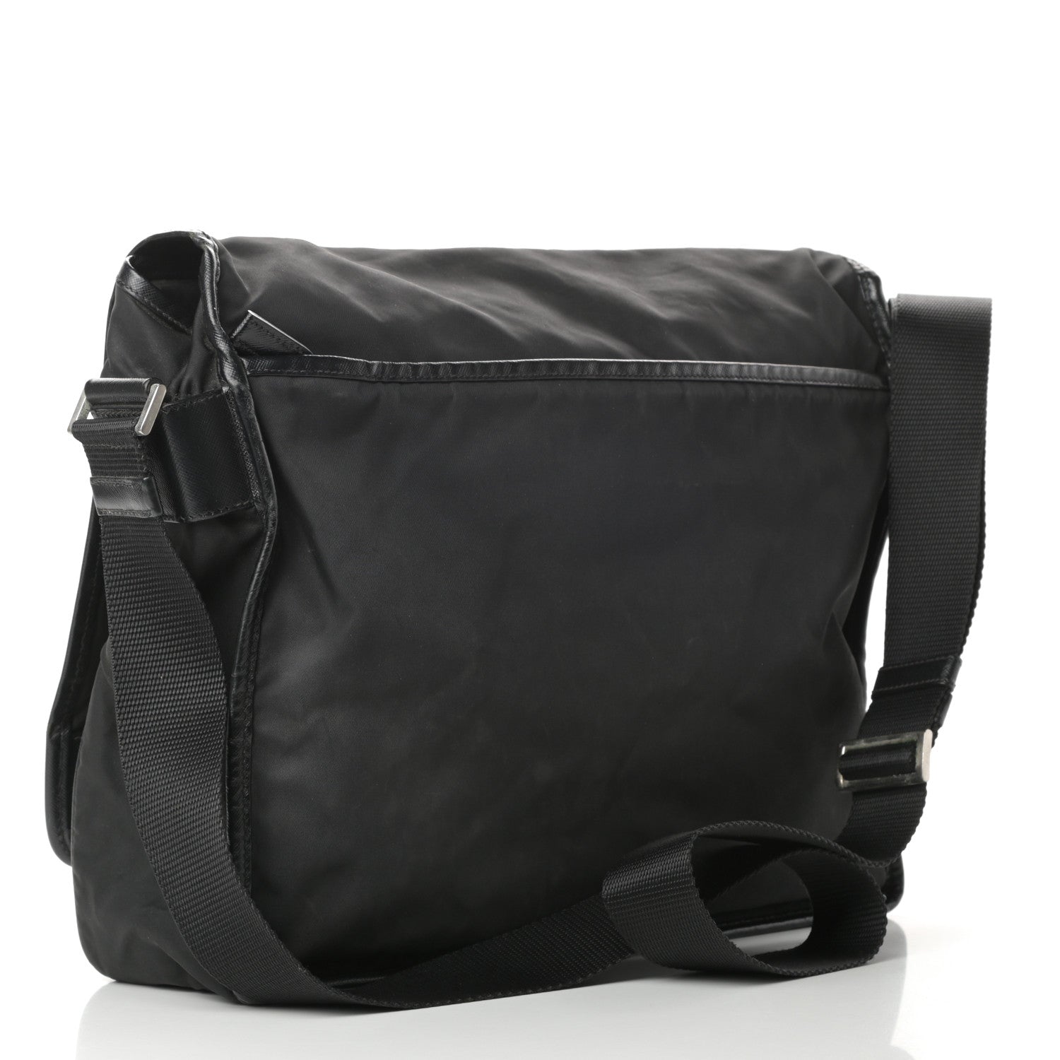 Prada Tessuto Nylon Saffiano Messenger Satchel Black 3 of 13