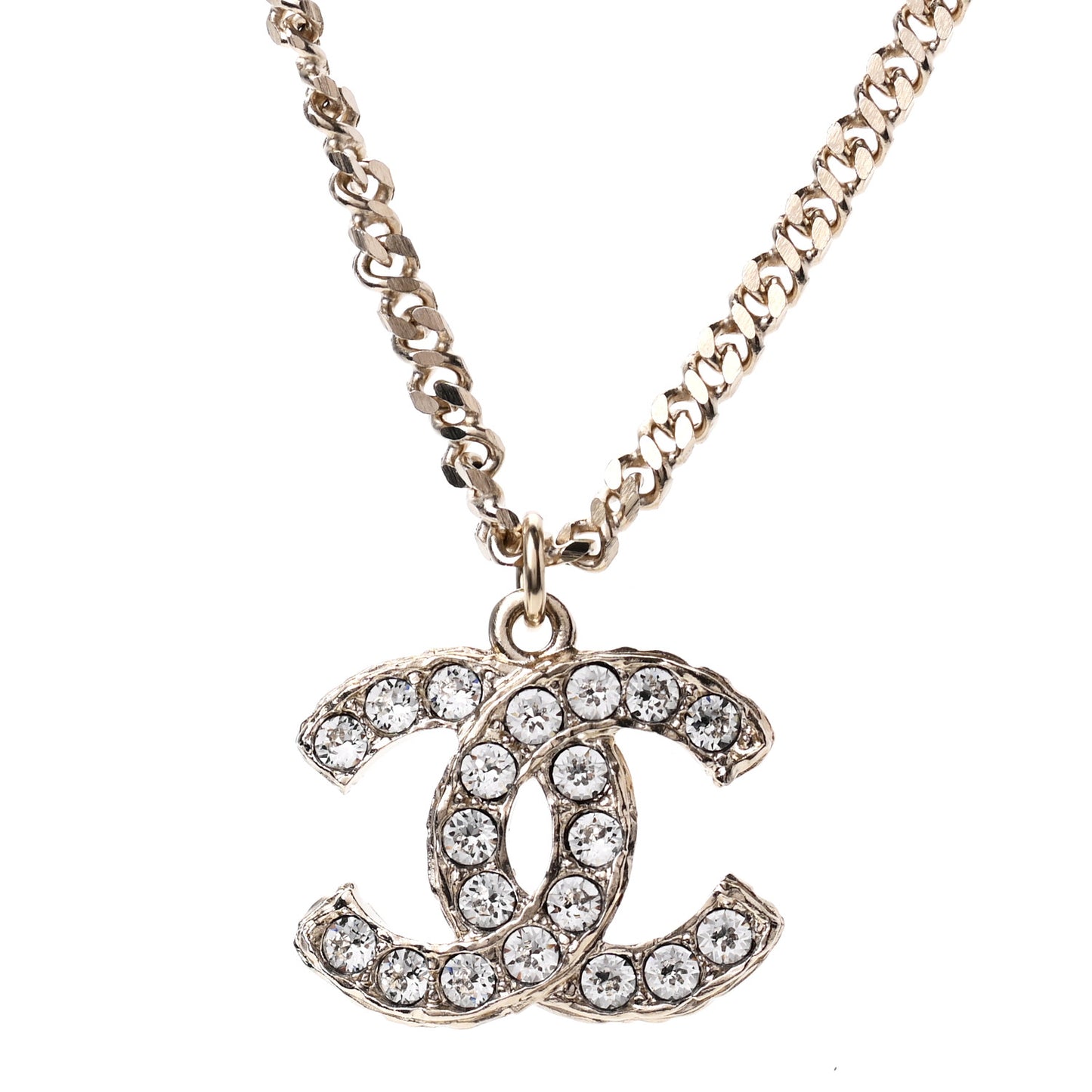 Crystal CC Pendant Necklace Gold