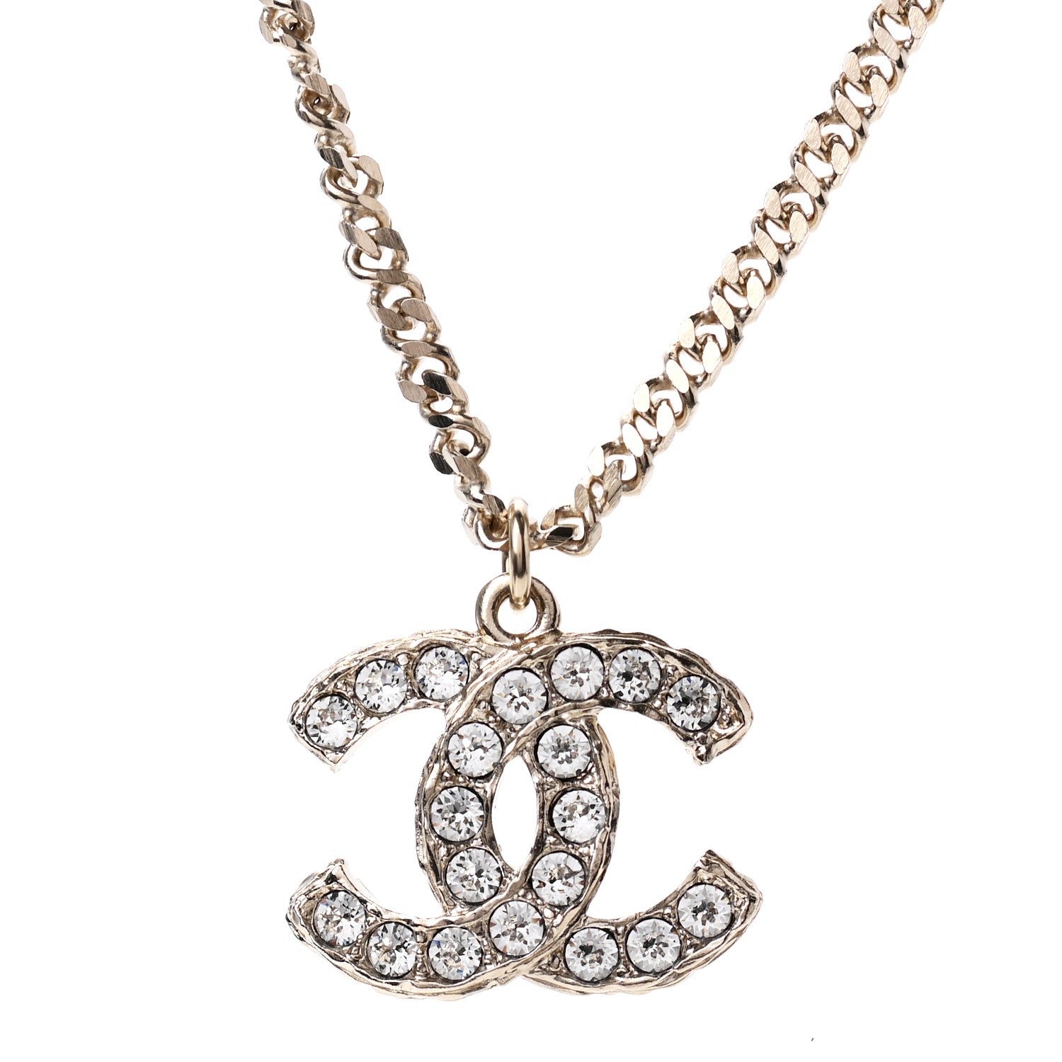 Chanel Crystal CC Pendant Necklace Gold 4 of 6