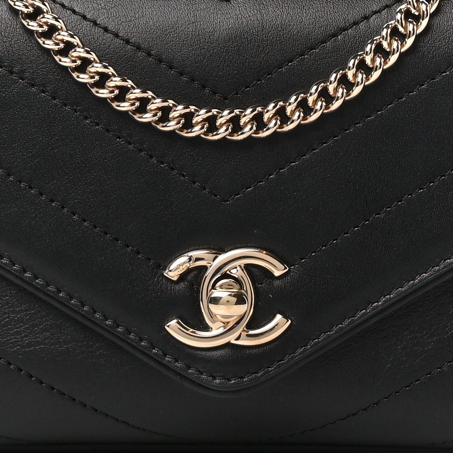 Chanel Calfskin Chevron Stitched Coco Waist Bag Black 9 of 11