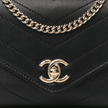 Chanel Calfskin Chevron Stitched Coco Waist Bag Black 9 of 11
