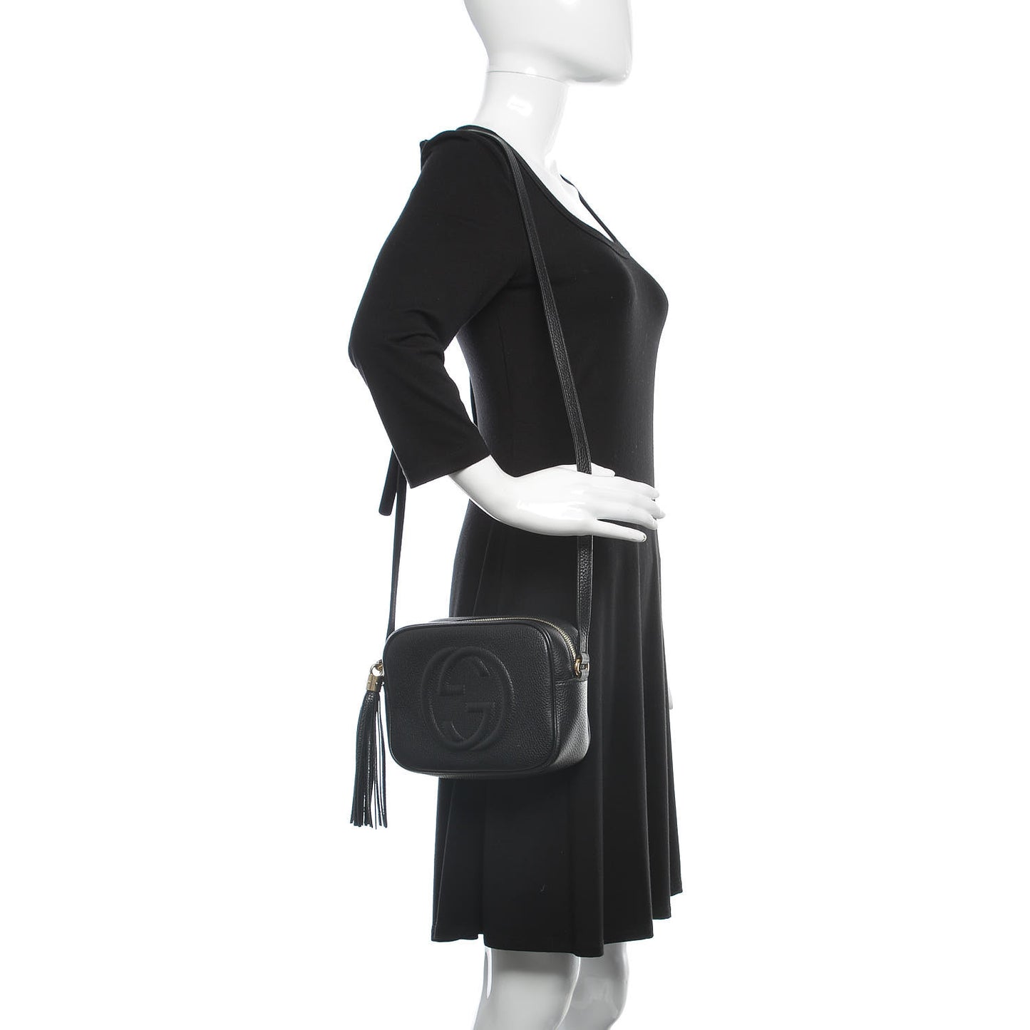 Pebbled Calfskin Small Soho Disco Bag Black
