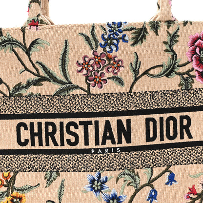 Christian Dior Raffia Embroidered Petites Fleurs Medium Book Tote Natural 8 of 13