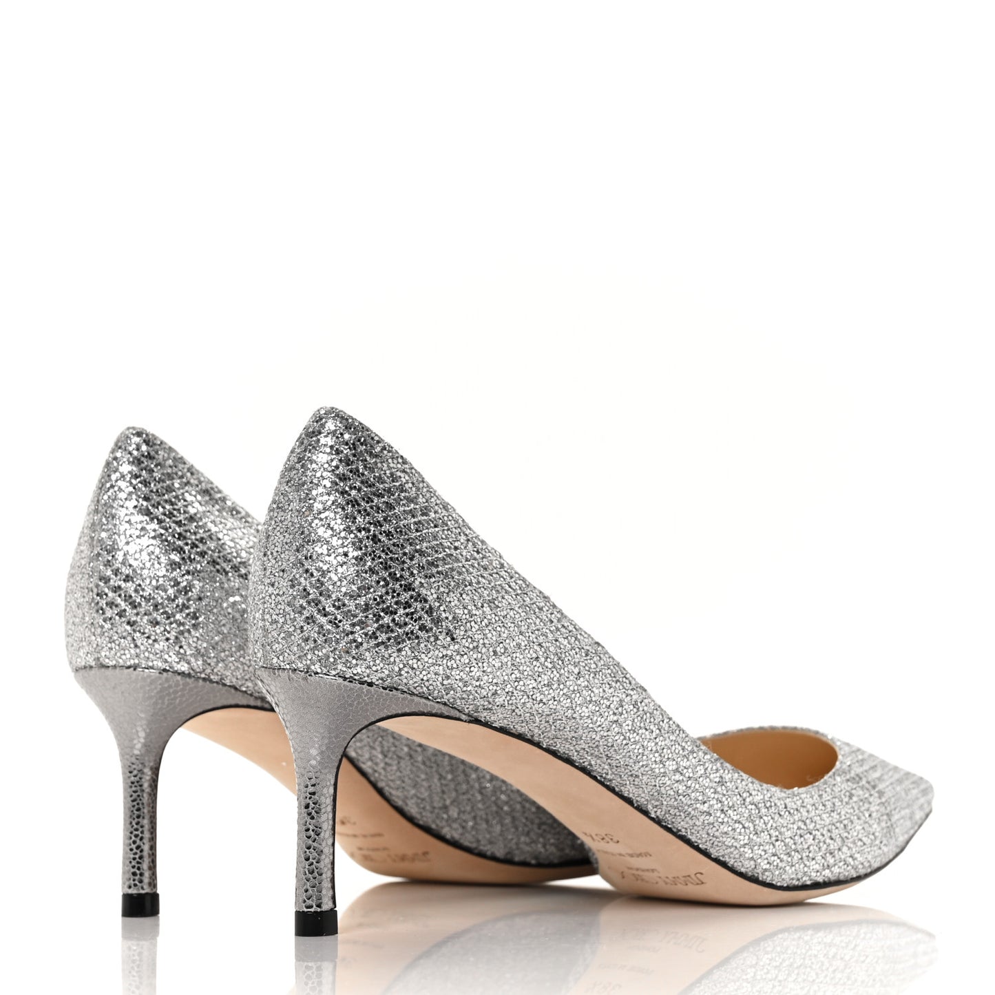 Glitter Pointy Toe Romy 60 Pumps 38.5 Silver
