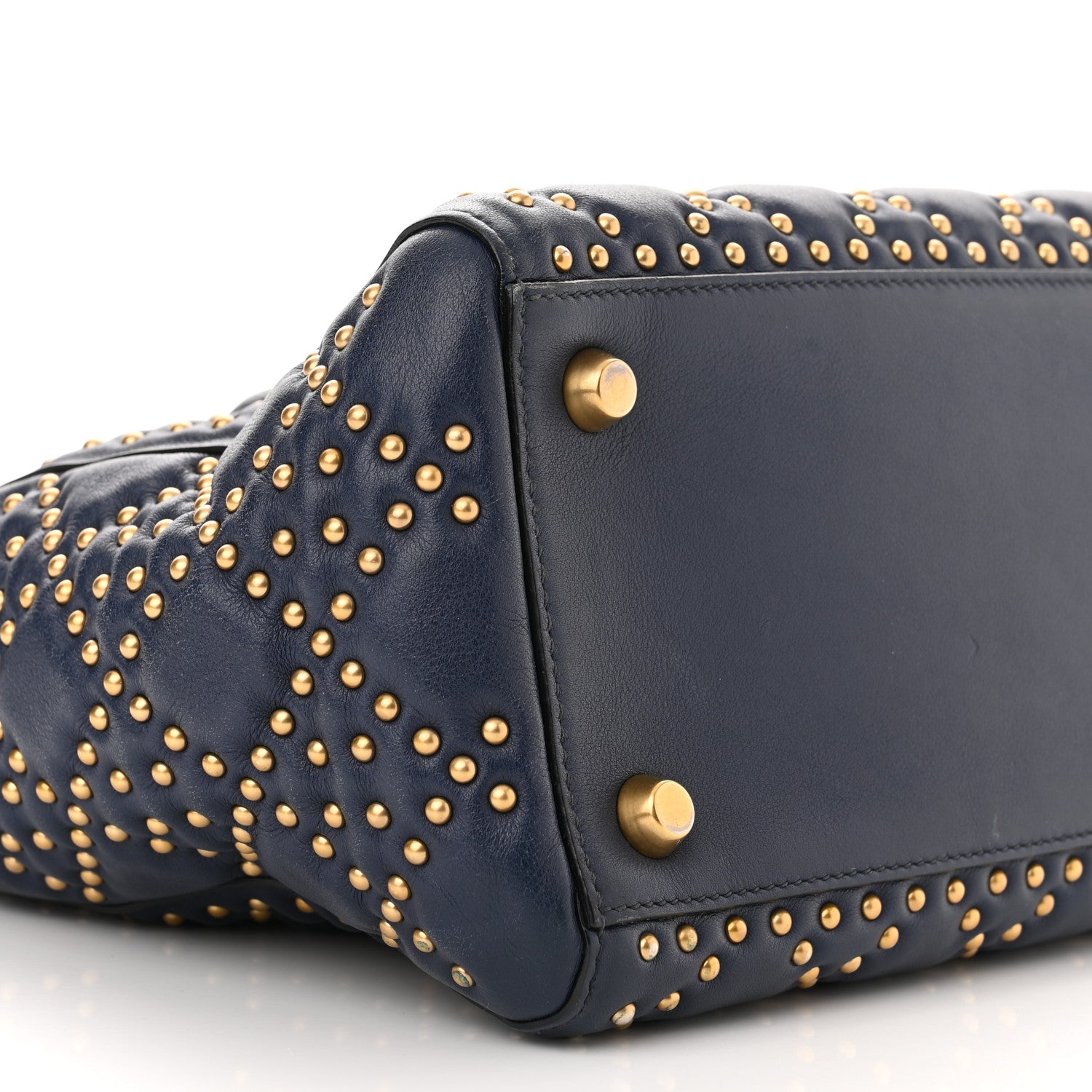 Christian Dior Calfskin Cannage Studded Medium Supple Lady Dior Navy 9 of 18
