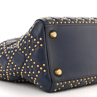 Christian Dior Calfskin Cannage Studded Medium Supple Lady Dior Navy 9 of 18