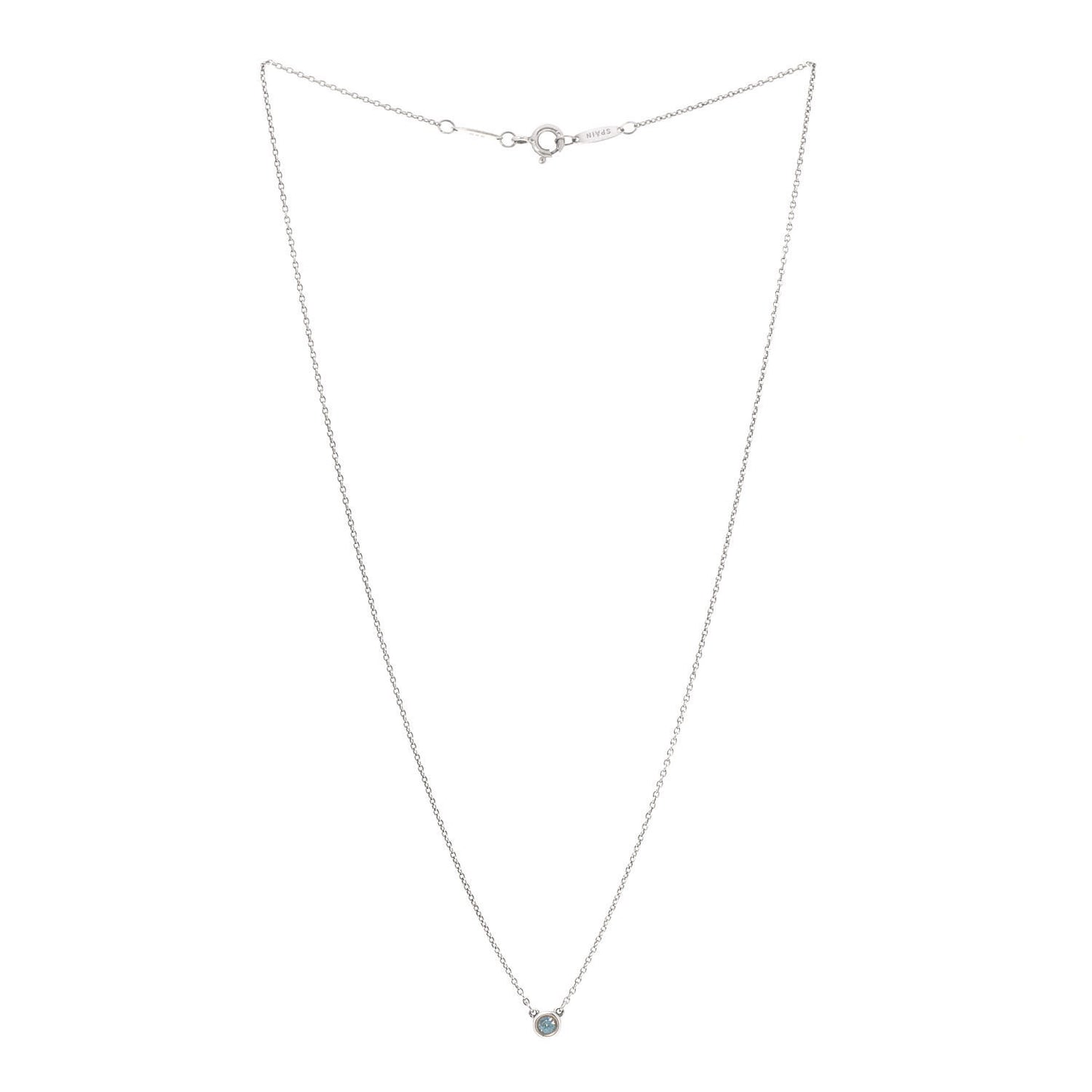 Sterling Silver Aquamarine Elsa Peretti Color By The Yard Pendant Necklace