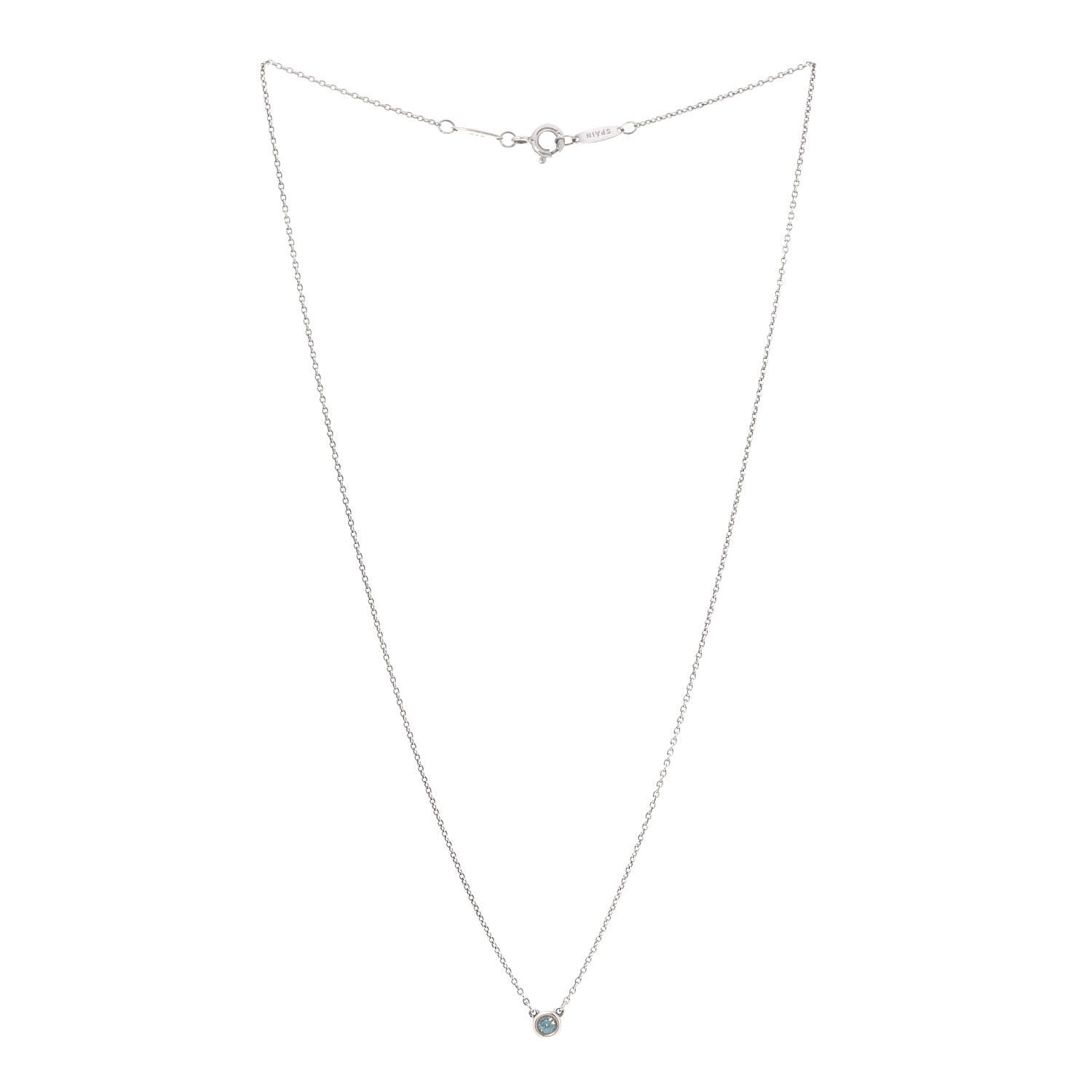 Tiffany Sterling Silver Aquamarine Elsa Peretti Color By The Yard Pendant Necklace 3 of 8