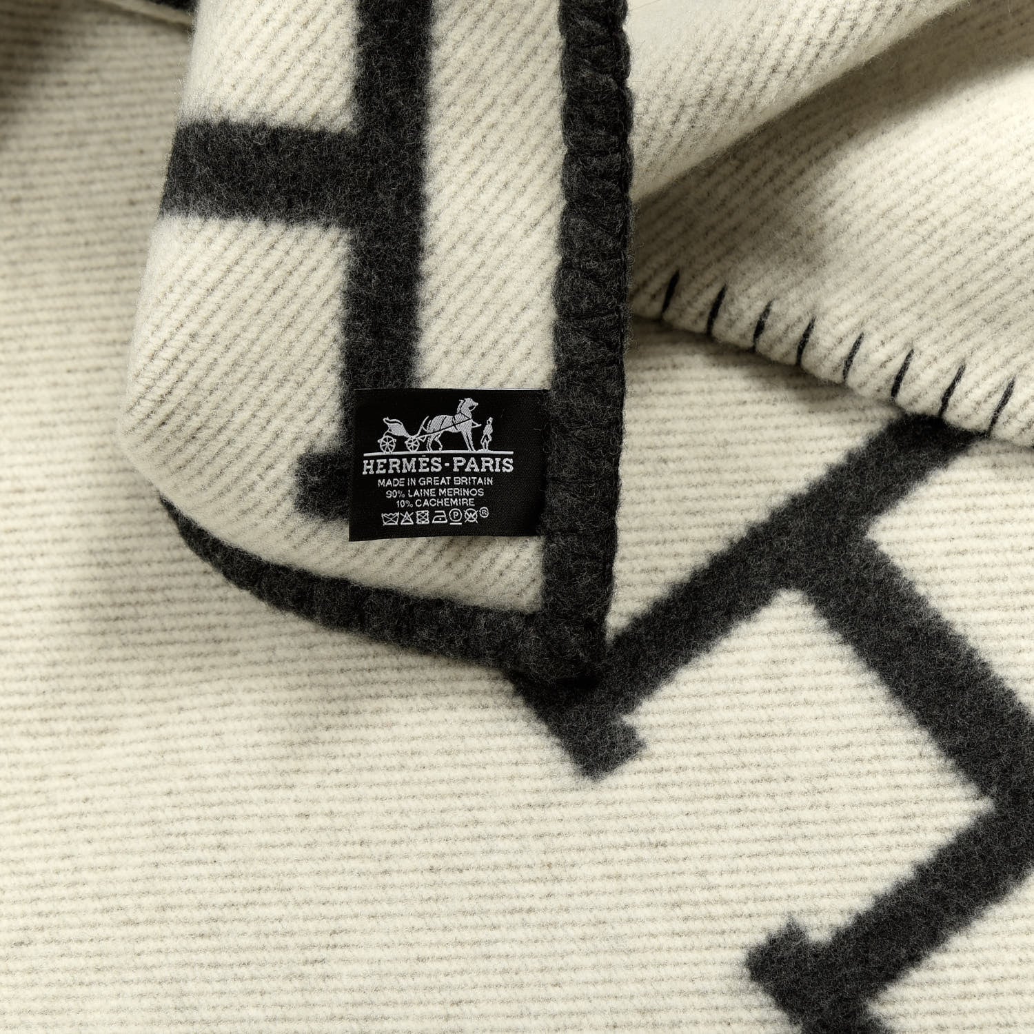 Hermes Wool Cashmere Avalon Blanket Ecru Gris Fonce 3 of 3
