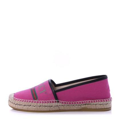 Gucci Canvas Logo Espadrilles 38 Cyclamen Rose Black 1 of 9
