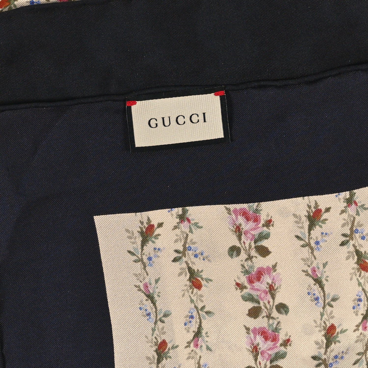 Gucci Silk Twill Gucci Rose Series Square Scarf Ivory Black 3 of 3