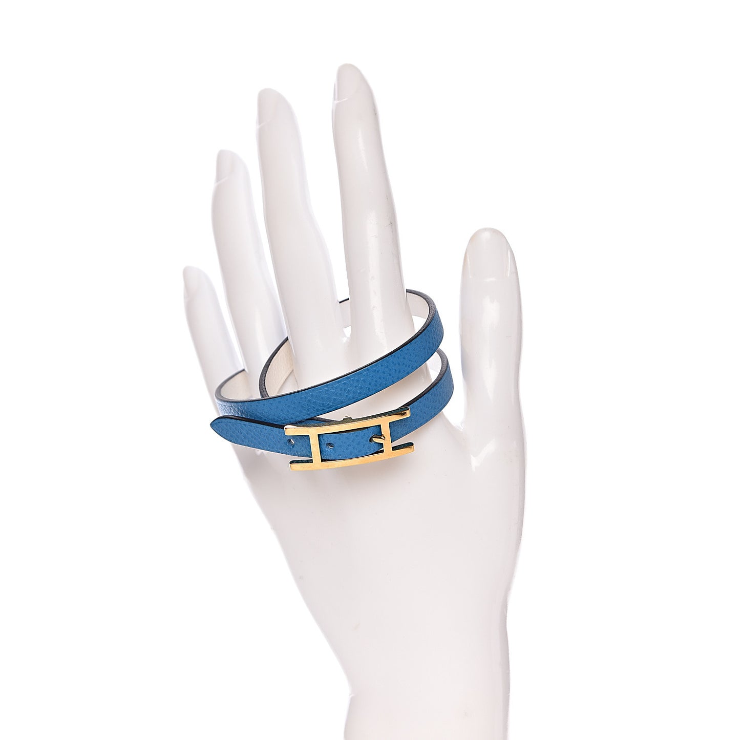 Epsom Swift Behapi Double Tour Bracelet S Bleu Hydra White