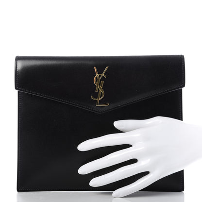 Saint Laurent Smooth Shiny Calfskin Monogram Uptown Baby Pouch Black 2 of 7