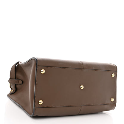 Fendi Vitello Seta Glazed Fabric FF 1974 Medium Peekaboo X-Lite Maya Mogano Panna 4 of 11