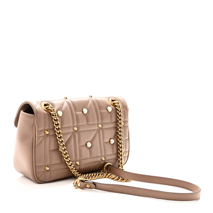Gucci Calfskin Matelasse Studded Small Pearly GG Marmont Shoulder Bag Porcelain Rose 3 of 10