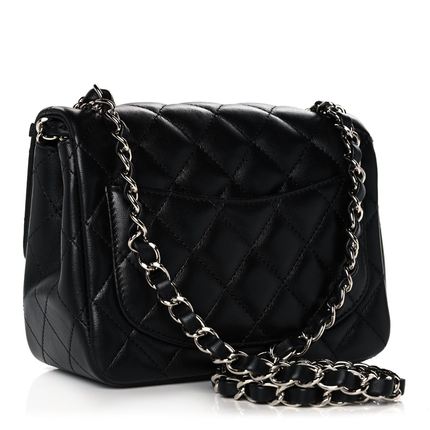 Lambskin Quilted Mini Square Flap Black