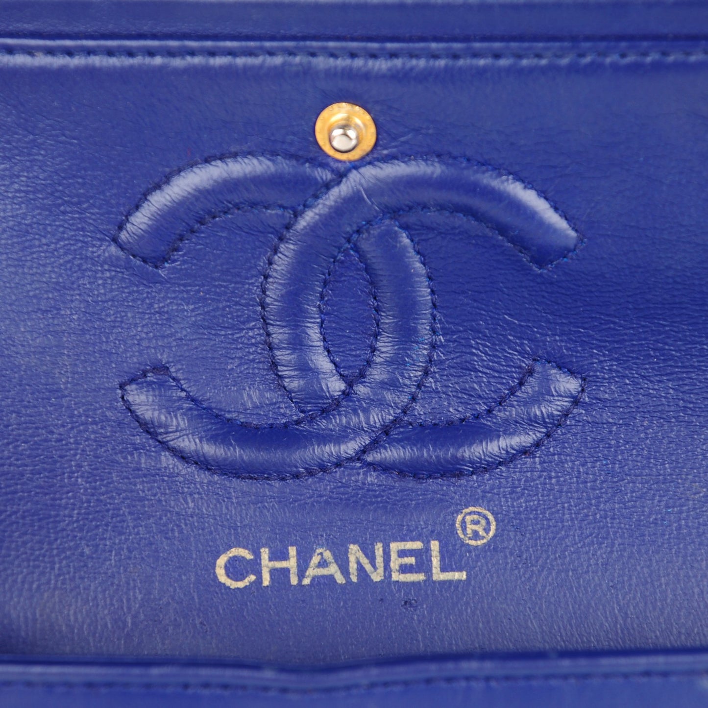 Lambskin Quilted Medium Double Flap Blue
