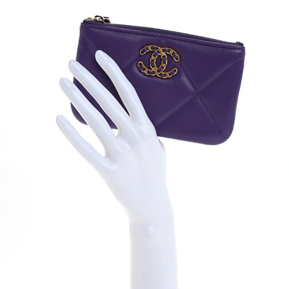 Chanel Lambskin Quilted Chanel 19 Mini Pouch Purple 2 of 7