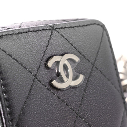 Chanel Gradient Metallic Lambskin Quilted Coco Punk Cube Clutch With Chain Silver Black 11 of 12