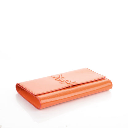 Saint Laurent Textured Patent Monogram Large Belle De Jour Clutch Orange 4 of 8