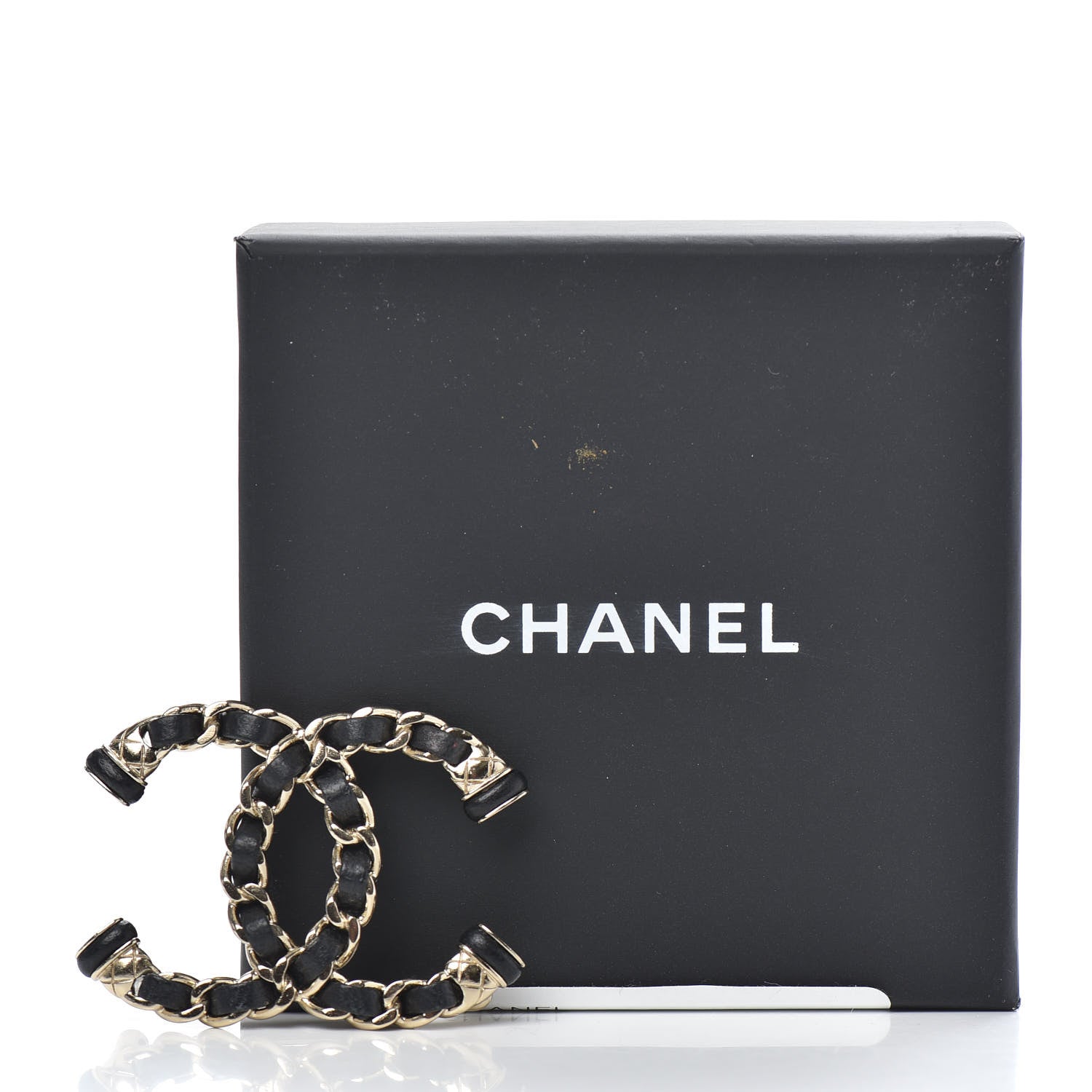 Chanel Lambskin Chain CC Brooch Black Gold 5 of 5