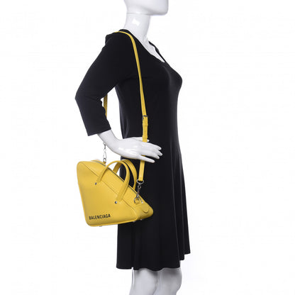 Balenciaga Shiny Day Calfskin Logo S Triangle Duffle Jaune Black 2 of 10