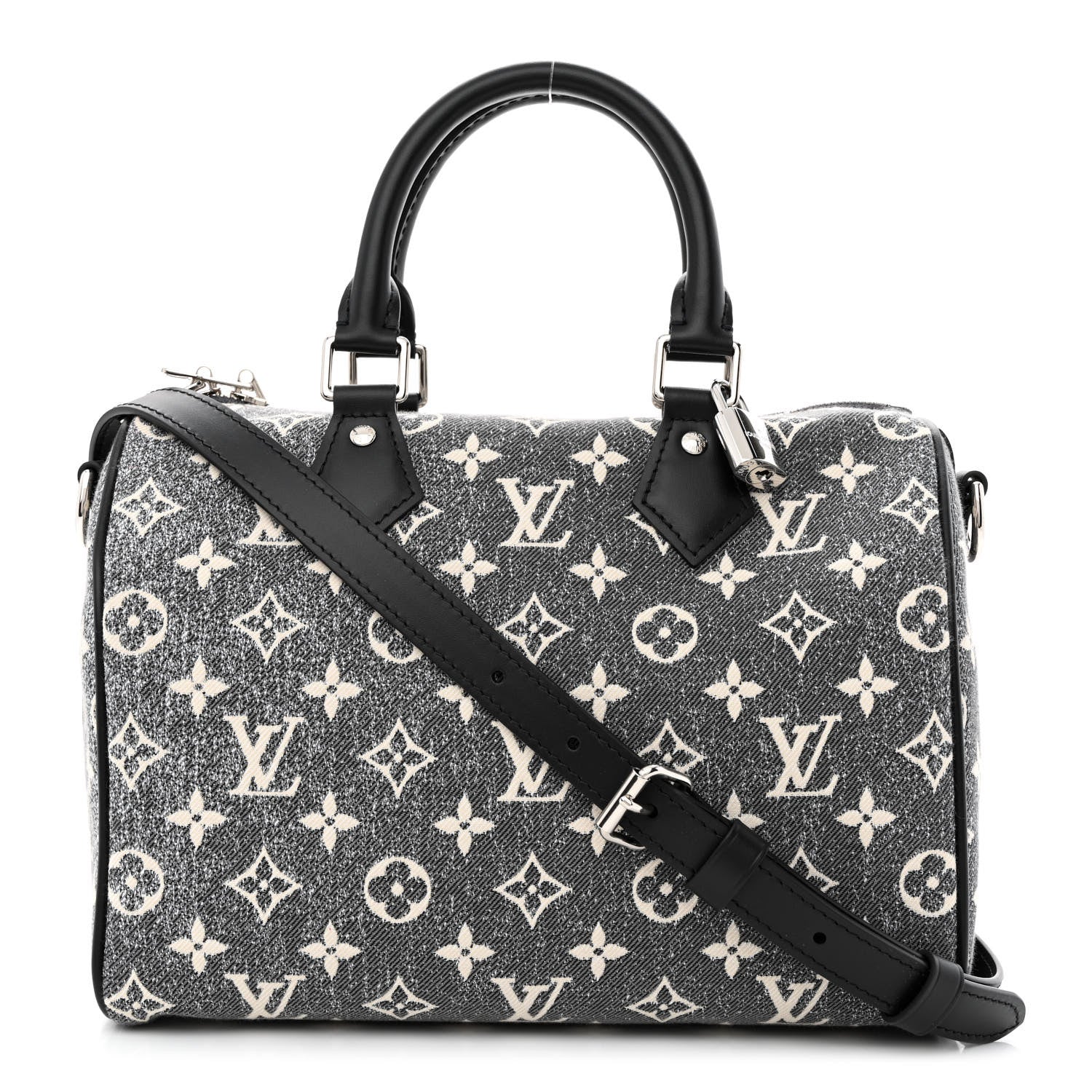 Louis Vuitton Denim Monogram Jacquard Speedy Bandouliere 25 Black 1 of 9