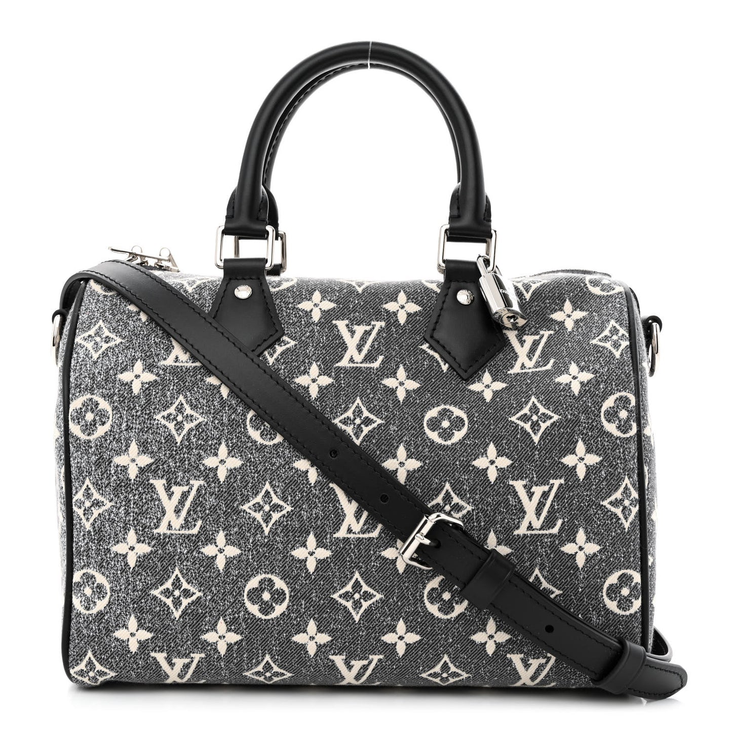 Denim Monogram Jacquard Speedy Bandouliere 25 Black